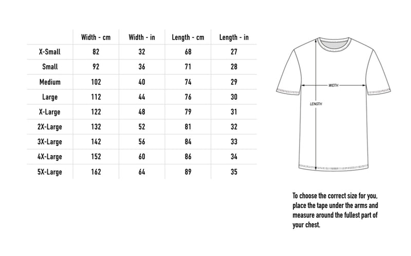 Size chart for Spectrum Tee - Natural